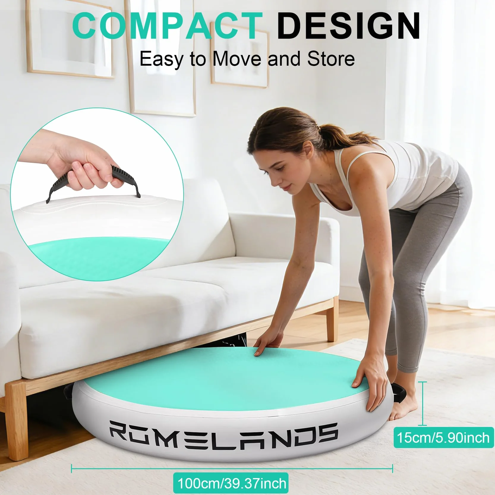 Airspot Air Matte Track 90/100 cm Inflable Tumbling Mat Yoga Entrenamiento Esterilla de Gimnasia
