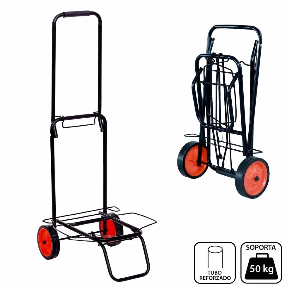 LOLAhome Carro Playa portasillas y portatodo Plegable de Acero Negro de 34x45x100 cm