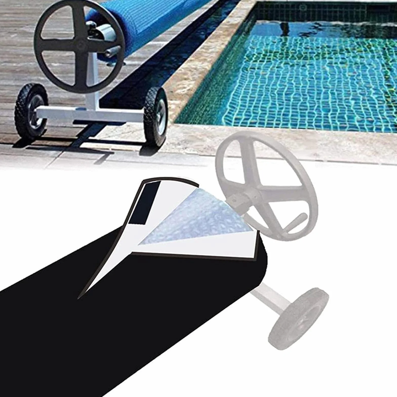 Cubierta para carrete de piscina – Escudo protector resistente, lona impermeable resistente a los rayos UV, correas ajustables fácil de montar | para bobina de cubierta solar para piscinas f