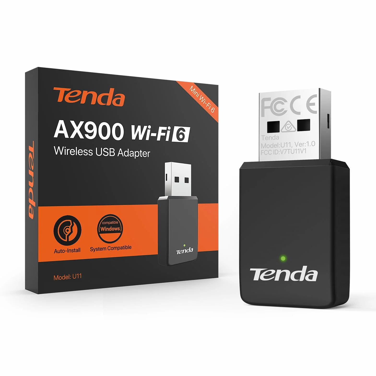 Tenda AX900 U11 Adaptador WiFi USB WiFi 6 Doble Banda 5GHz 2.4GHz Compatible con Windows 11/10/7