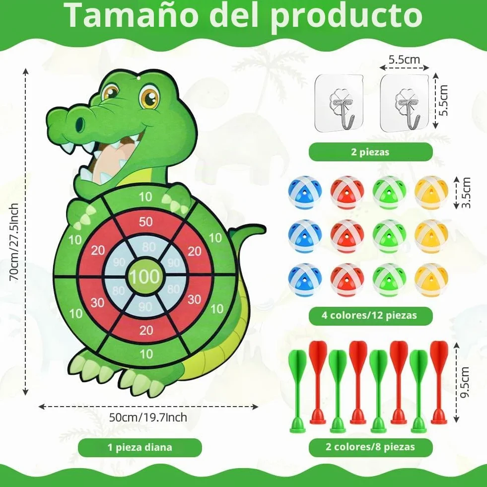 Vicloon Diana Niños 66CM Dardos Doble Cara Juego Tablero 12 Bolas Adhesivas Pistola Aire