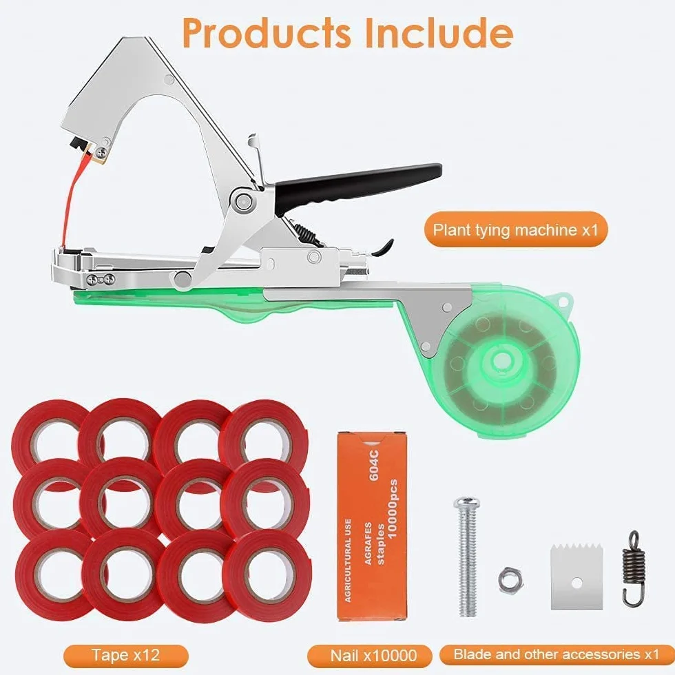 Maquina para Atar Plantas, Herramienta de Cinta de Jardín para Atar Ramas de Plantas, Atadora Agricola para Atadora de Tomates, para Viñedo Pepino UVA Fruta Flores Vegetales,Jardín Tape Tool.