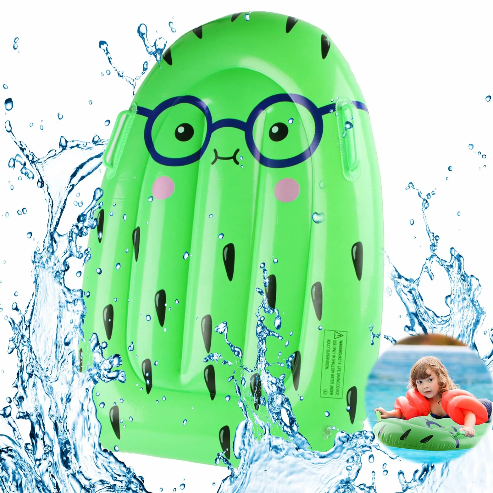 FainFun Bodyboard Inflable 75x50 cm Tabla Surf Niños Playa Hinchable Kiwi