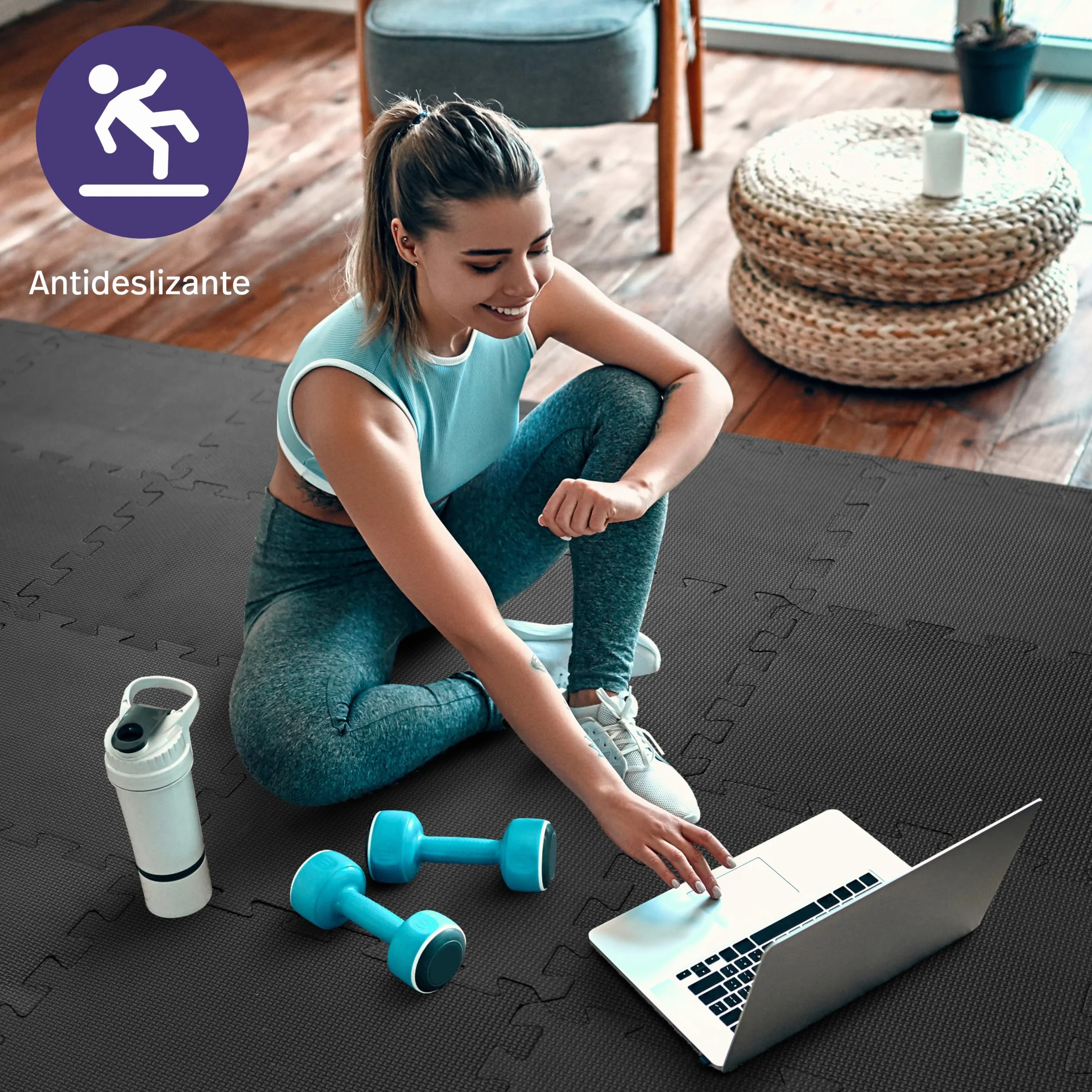 MATANA Suelo de Gimnasio Interconectable Goma Eva Yoga Pilates Goma Espuma Duradera