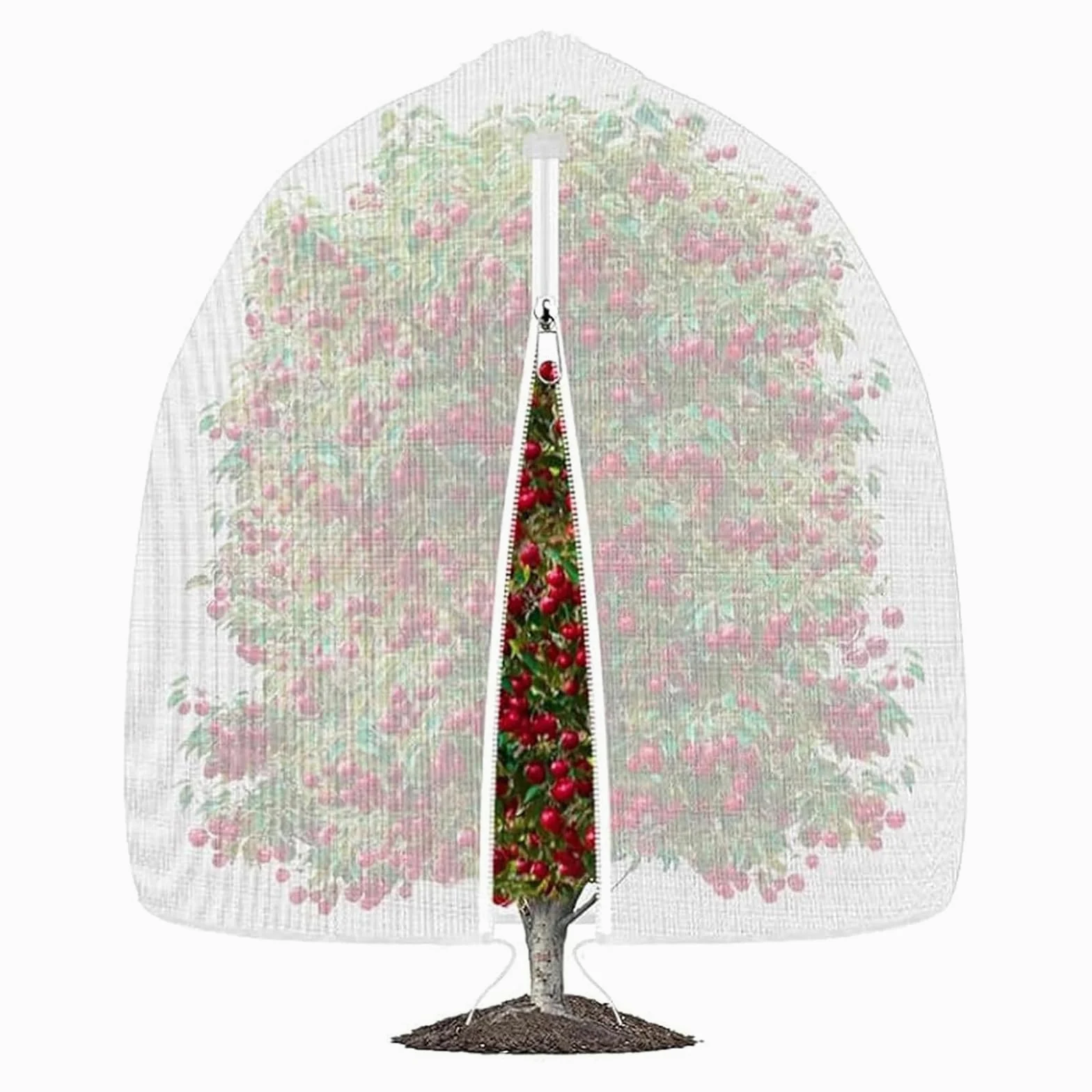 Red antipájaros y ct para plantas con cremallera y cordón, malla 60 (1 mm), protección transpirable contra insectos asiáticos, pájaros y pulgones - Saco de cubierta para árboles frutales