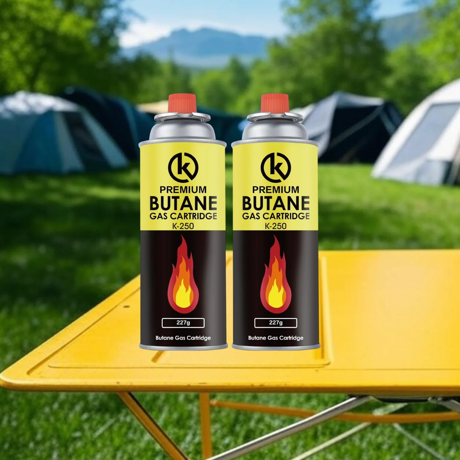 KROWN - Pack de Cartuchos K-250 de Gas Butano 227g para Hornillos Quemadores, Cartucho de Gas para Camping K-250, Bombonas para Sopletes (12 Unidades)