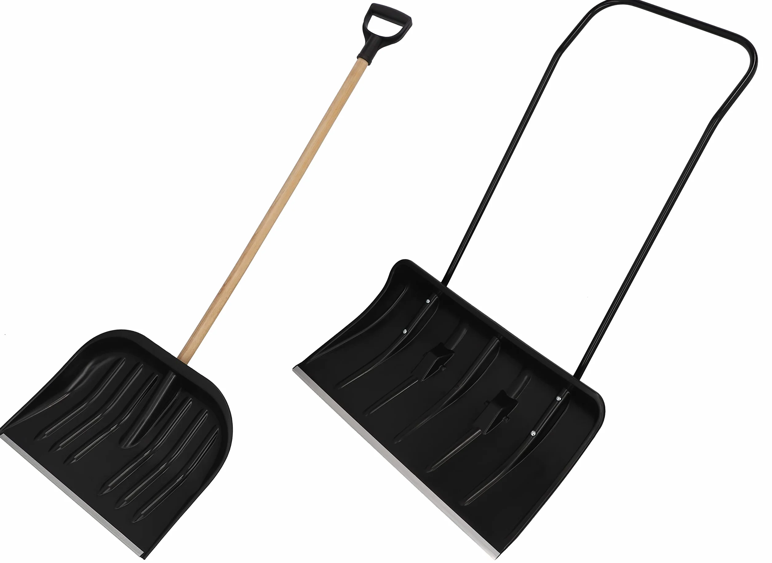 KOTARBAU Juego de Palas quitanieves de 80 cm con Ruedas + Pala de Nieve de 48 cm, cubeta de Nieve con Borde de Aluminio, Pala de Nieve con Mango de Metal, Limpiador de Nieve ecológico