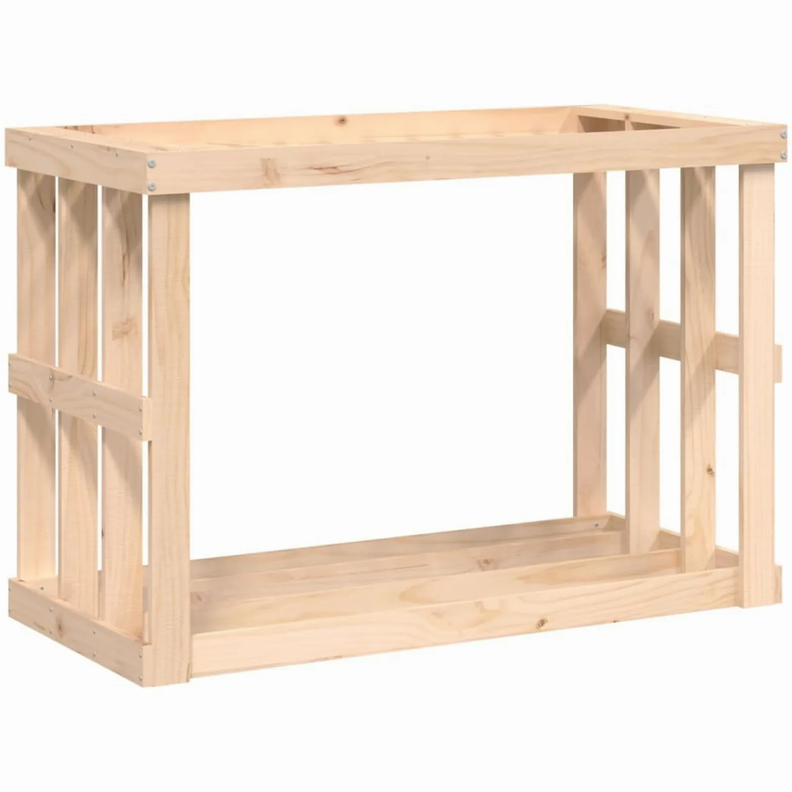 Homgoday Estantería para leña de chimenea, soporte para leña de chimenea, soporte apilable para leña con maceta superior, 108 x 52 x 74 cm, madera maciza de pino
