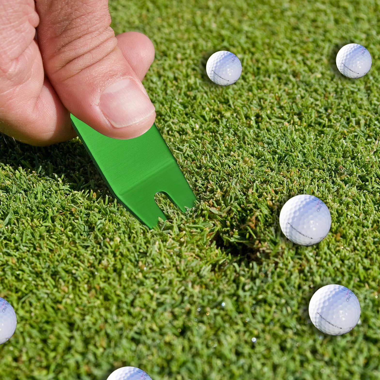 PATIKIL Metal Doblado Golf Hoyuelos Reparación Herramienta 6 Paquete Curvado Punta Verde Tenedor Bola Marca