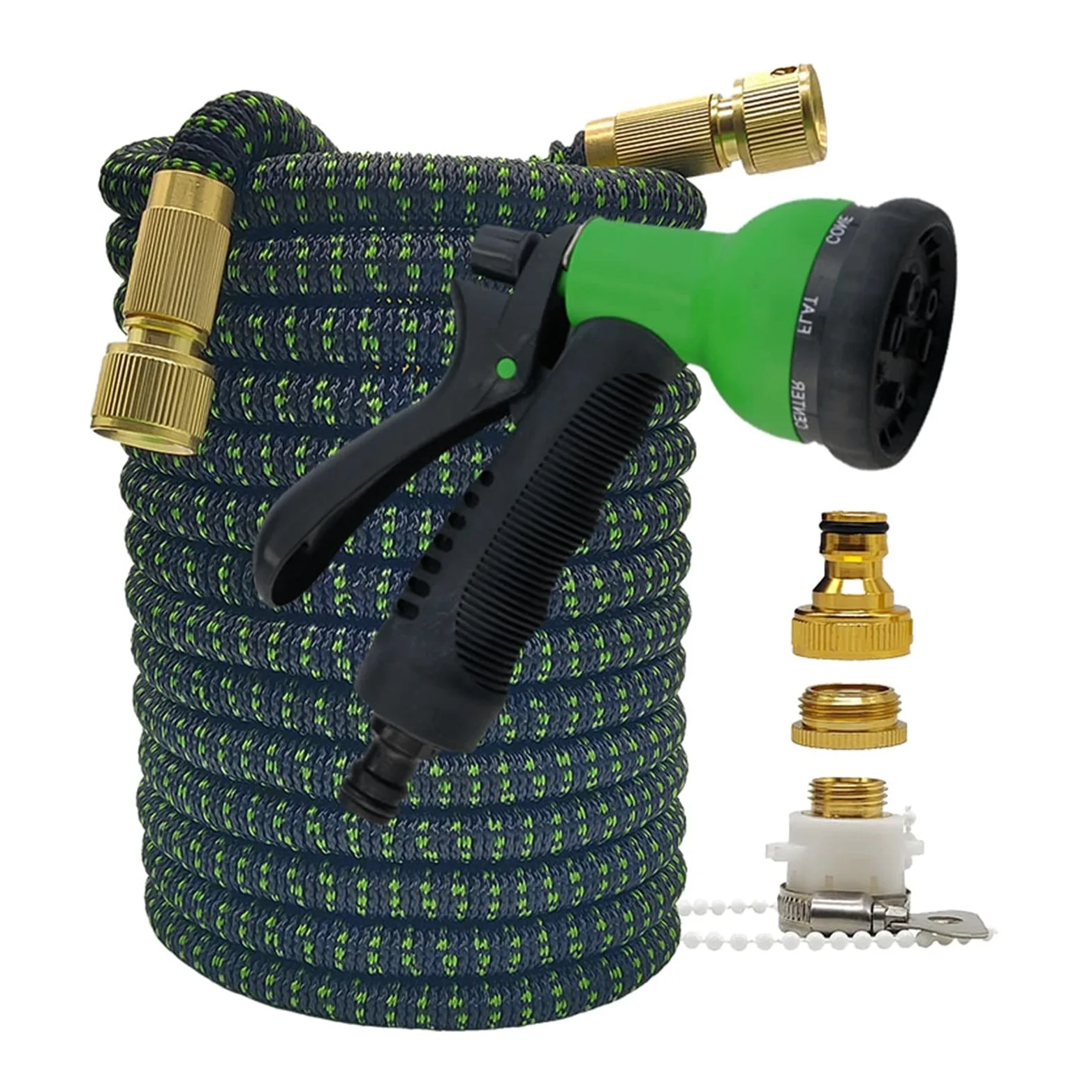 Manguera for el hogar y el jardín, manguera de riego extensible mágica de alta presión for lavado de coches, herramienta de riego for granja(Hose with gun 5,100ft)