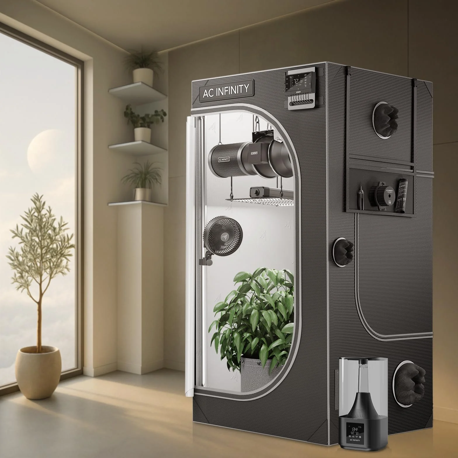 AC Infinity CLOUDLAB 866, 150x150x200cm Advance Tienda de campaña de cultivo más gruesa de 2,5cm con lienzo de mylar de diamante 2000D de mayor densidad soporte de controlador para cultivo hidropónico