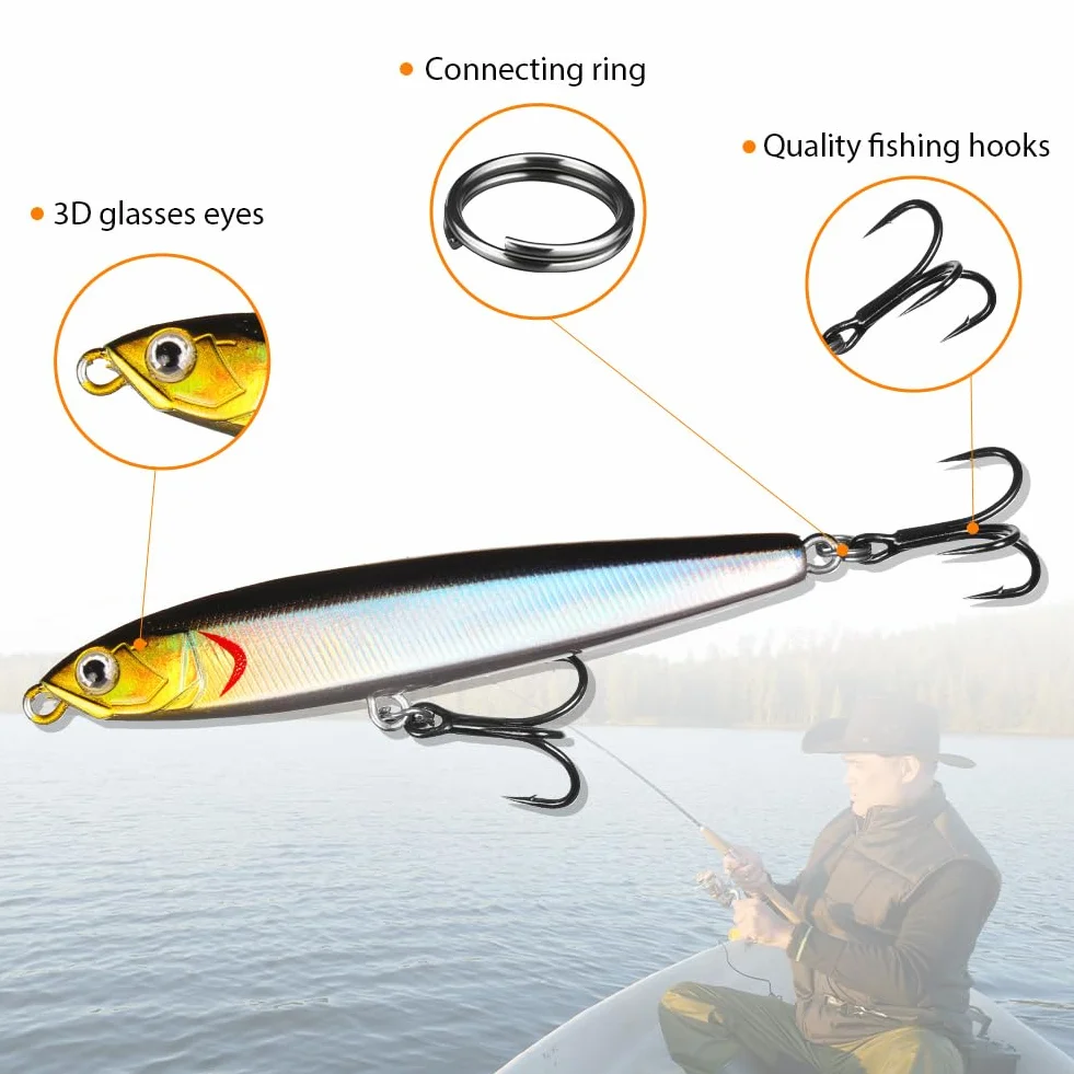 Vicloon Kits de Señuelos Pesca Artificiales Accesorios Cebos de Goma y Duros para Agua Dulce y Salada