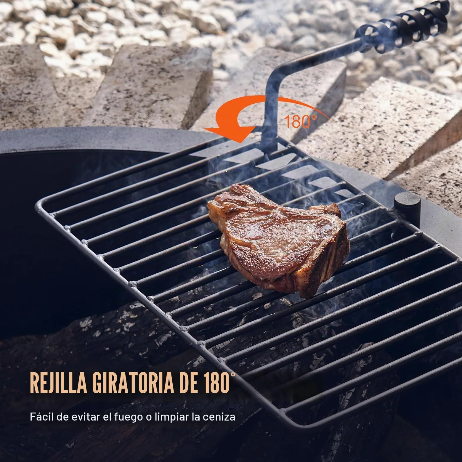 VEVOR Aro para Hoguera con Parrilla para Barbacoa Diámetro Exterior 1016 mm, Diámetro Interior 914,4 mm, Altura 215,9 mm, Revestimiento de Acero al Carbono, Anillo para Fogata sobre o en el Suelo