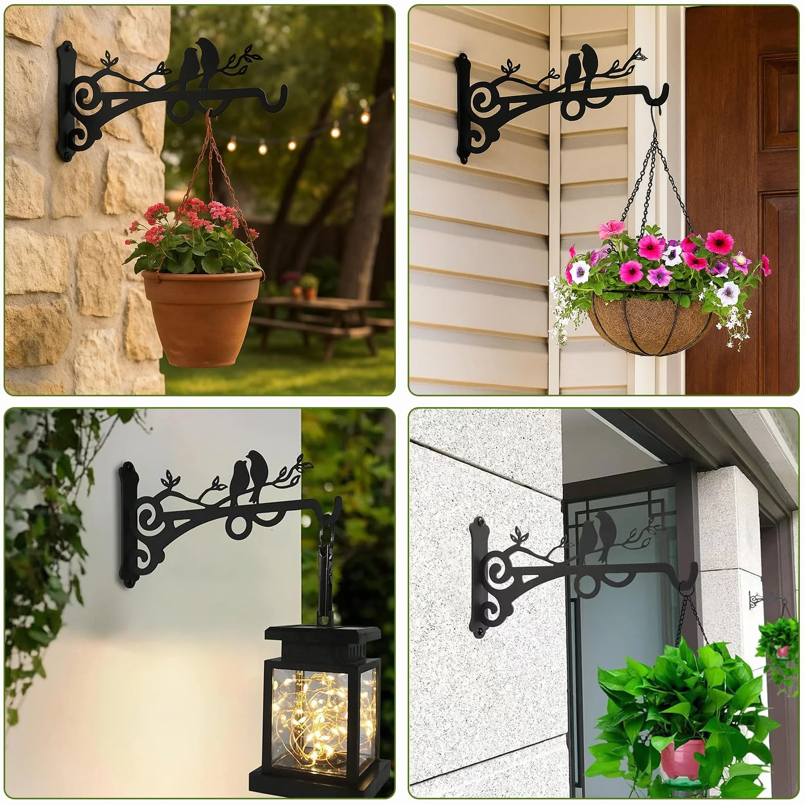 2 Piezas Soporte Plantas Colgantes Gancho Plantas Pared Colgador Plantas Pared Ldeal Para Colgar Cestas Para Pájaros Casitas Decoraciones de Jardín y Más Añadiendo un Toque Natural y Artístico