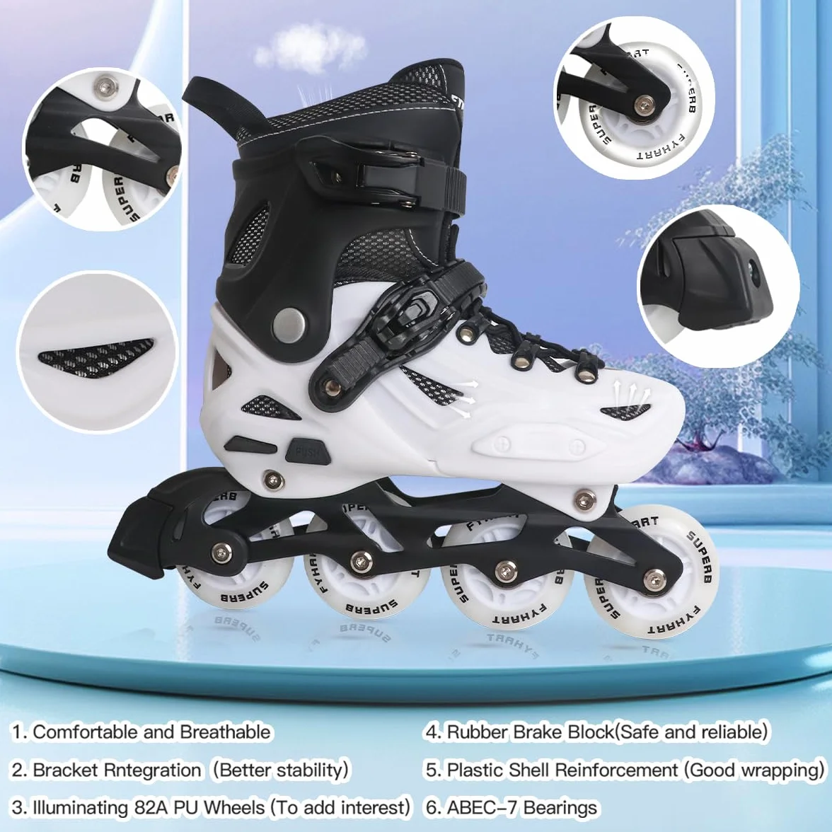 Patines en línea Ajustables 4 Tallas Niña Niños
