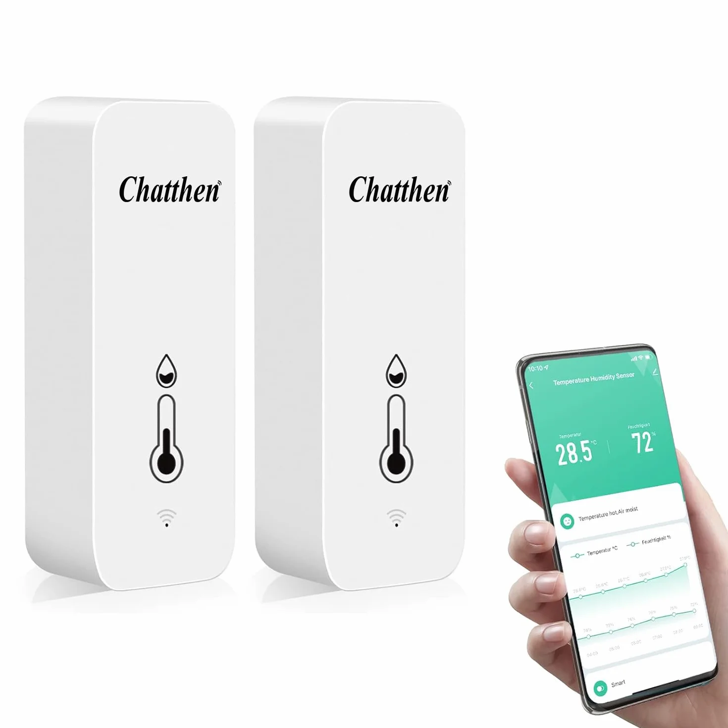 Termometro Humedad Casa WiFi: termómetro higrómetro inteligente para monitor remoto y alerta, termómetro interior de alta precisión con aplicación TUYA, compatible con Alexa (paquete de 2)