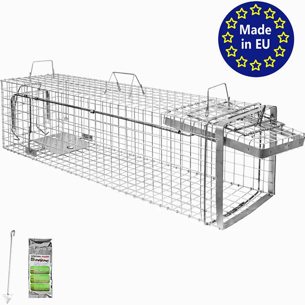 Petigi Animales Humane Trampa Jaula Captura Ratones Ratas Conejos Topos Martas Castores Tejones, Dimensiones/Modelo:Heavy 6 (120 x 34 x 34 cm)