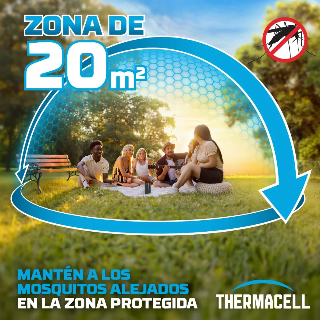 Thermacell Difusor Antimosquitos para Exteriores Negro con Recambios – Protección 20 m², 60 Horas, Sin DEET