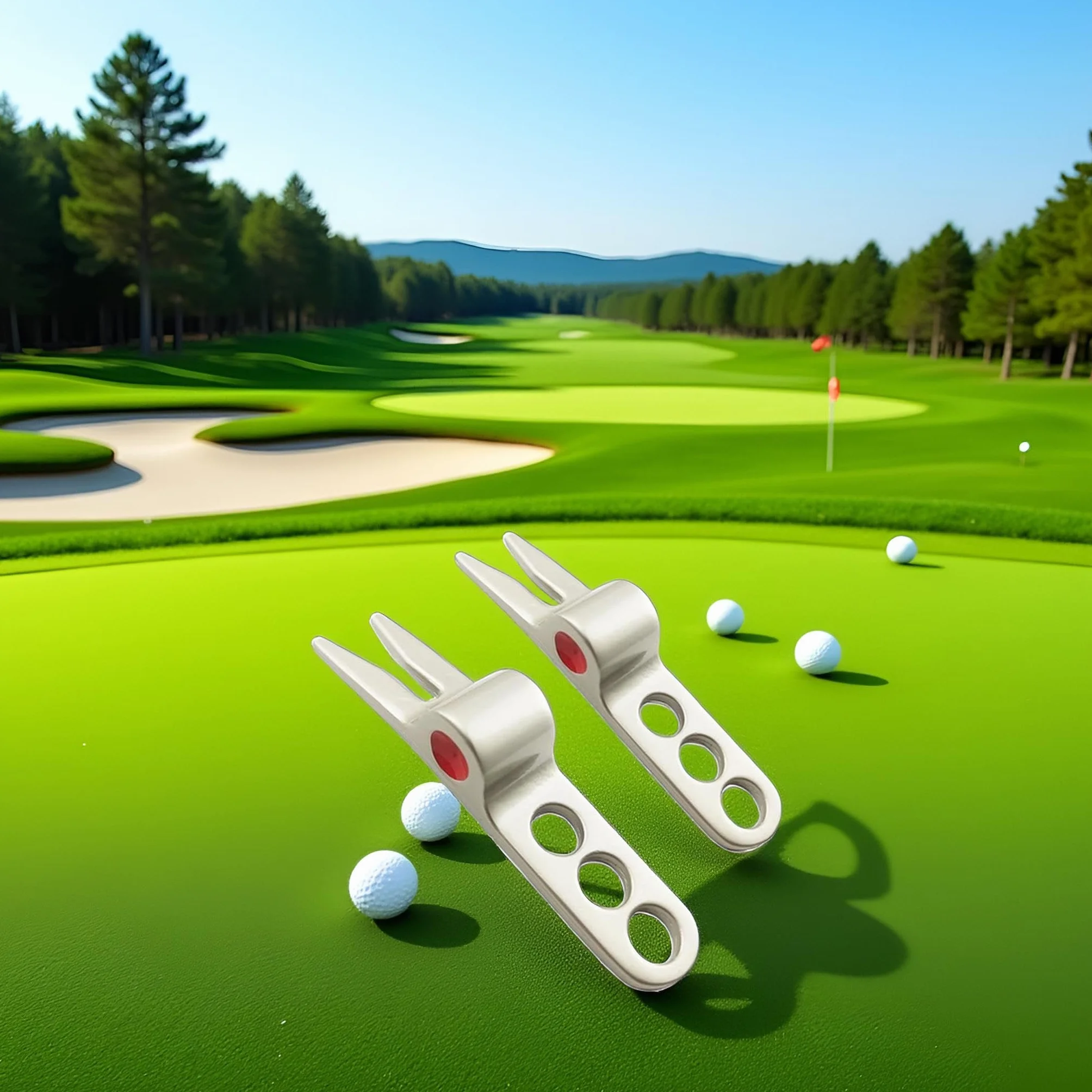 Herramientas de reparación de horquilla de golf plateadas compatibles con Cameron Scotty
