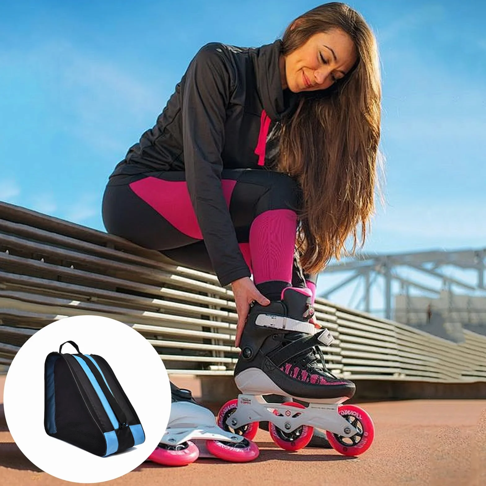 Bolsa para Patines en Línea, Mochila para Patines de Hielo, Apta para Hielo y Patines