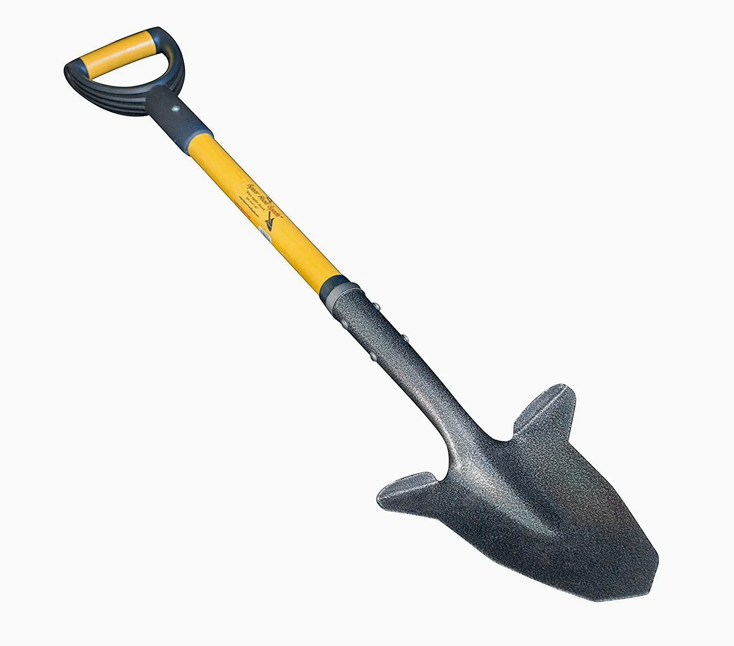 Spear Head Spade Pala de jardinería con mango de fibra de vidrio reforzado con acero, agarre en D acolchado y hoja afilada de acero endurecido, pala galardonada, modelo SHFD3 amarillo