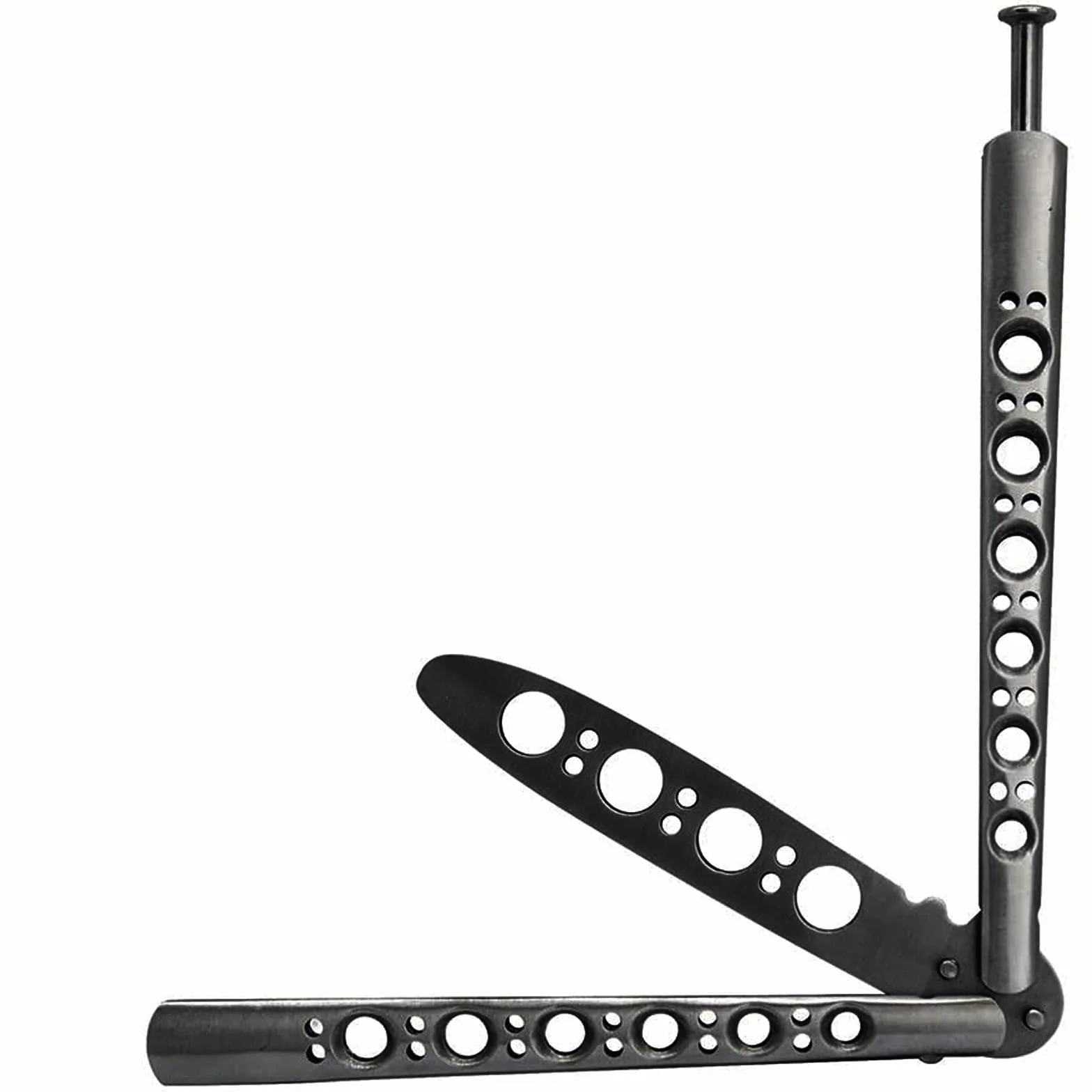 Cuchillo de mariposa de entrenamiento acero inoxidable no afilado (Negro)
