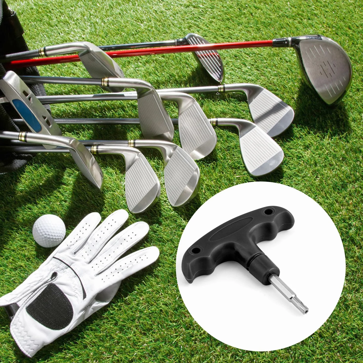XIHIRCD Llave Dinamométrica Golf, Herramienta Ajustable Mango Plástico, Llave Driver Metal Palos Golf Negro