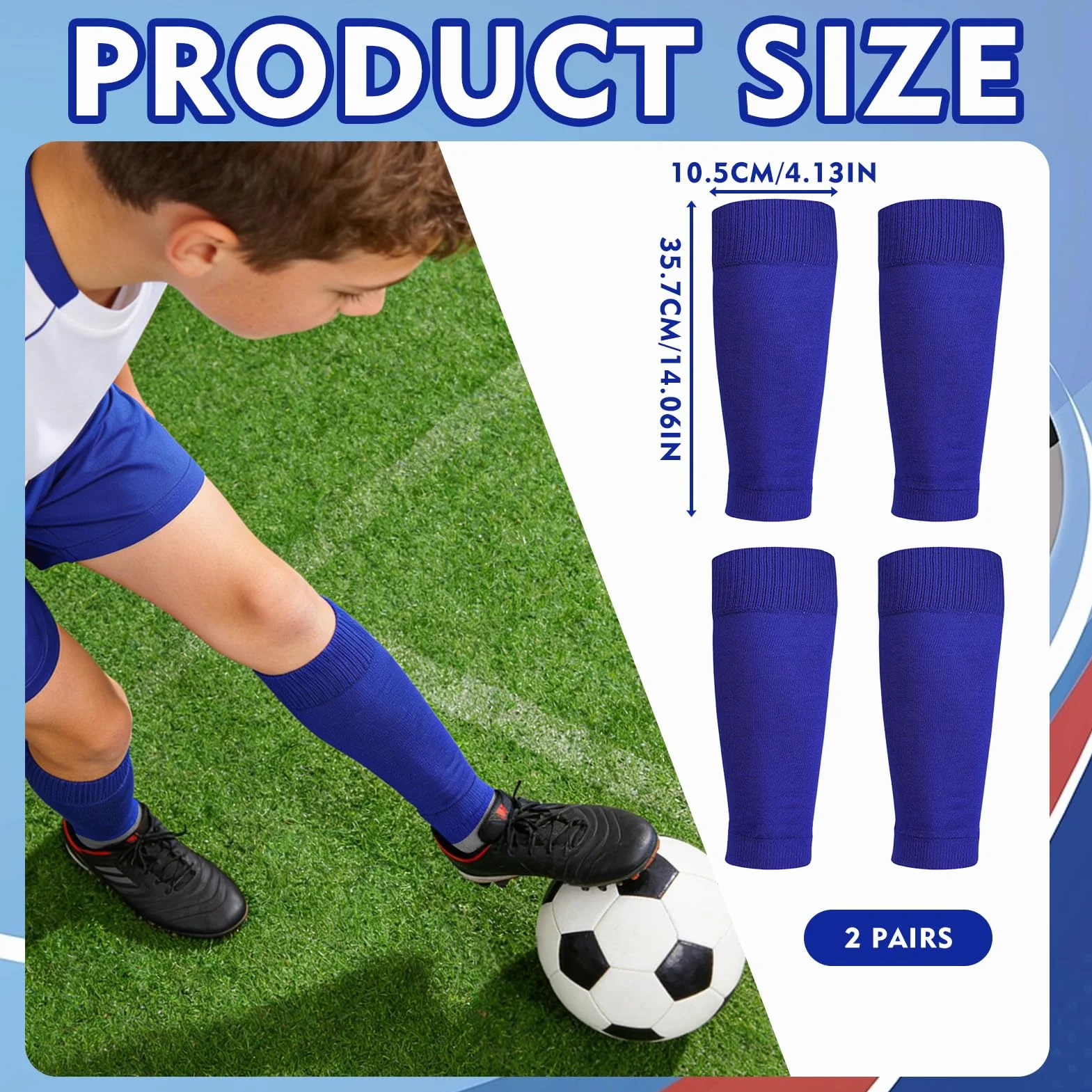 Calcetines de Fútbol Infantil Azul Transpirables con Protectores Espinillas