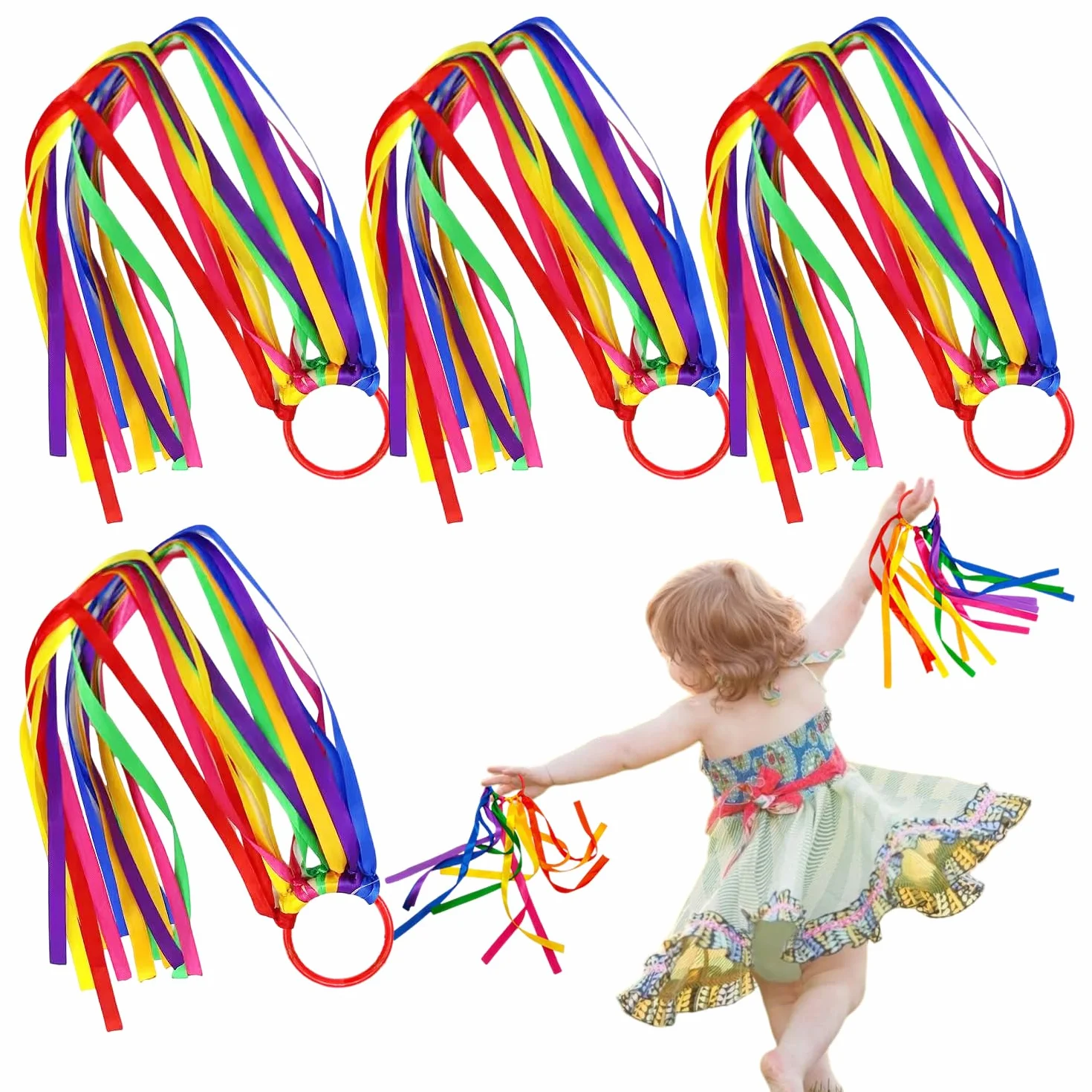 Cinta arco iris 4 piezas para baile gimnasia accesorios juguete niño regalo