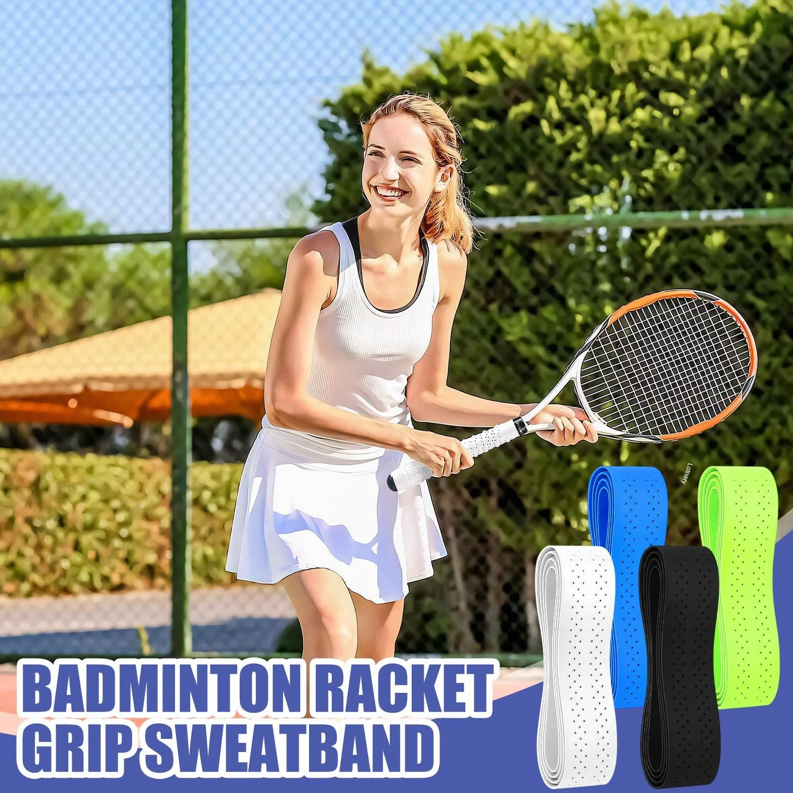 Agarre de Raqueta de Bádminton - 4 Pcs Antideslizante - 110 × 25 mm, Transpirables, Blanco, Azul, Verde, Negro
