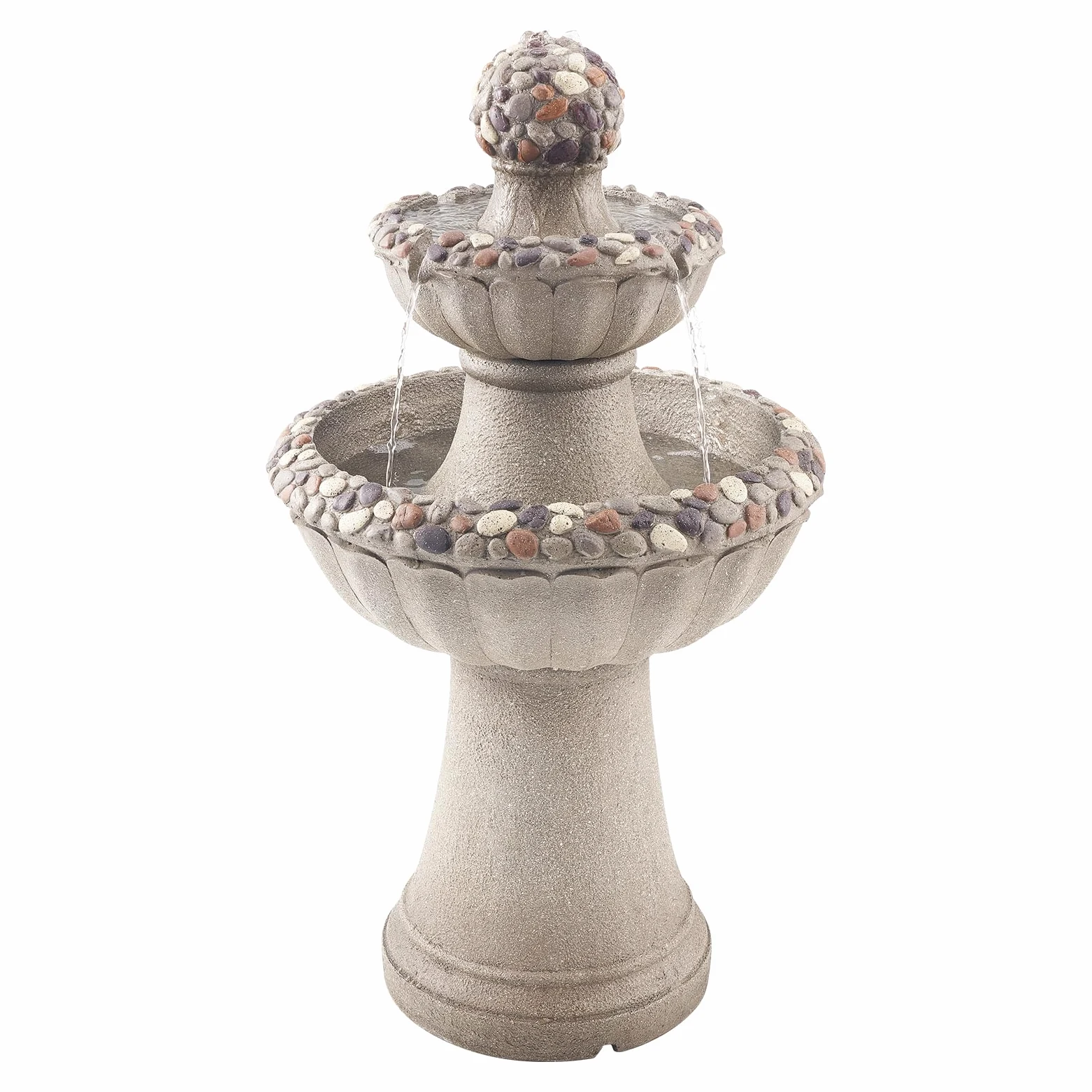 VEVOR Fuente de Agua para Exteriores, 927 mm de Altura, Fuente de Cascada de 2 Niveles de Fibra de Vidrio y Resina con Base de Roca y Bomba para Jardín, Patio, Decoración del Hogar,Gris Roca