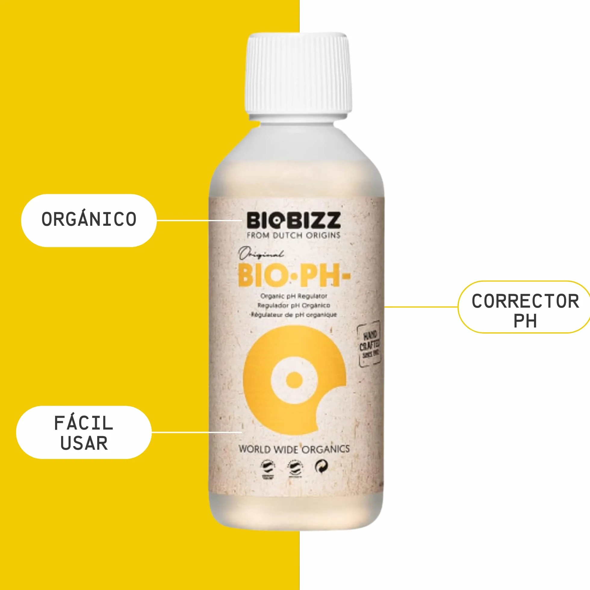 GROWMANIA Biobizz pH + Plus 250 ml + pH – Menos 250 ml líquido + Up Nutrients Boost Up + Vaso Medidor | Superpack Ph up and Ph Down and Boost | Abono elevador de pH para plantas de cultivo