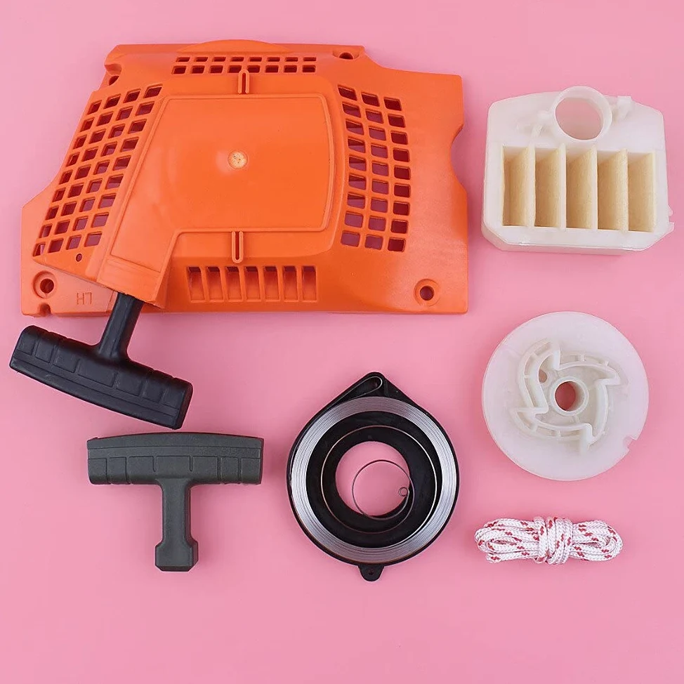 Kit de cuerda de filtro de aire de agarre de resorte de polea de arranque de retroceso compatible con motosierra Husqvarna 340 345 350 351 353 346XP 537104702 (Color : China)