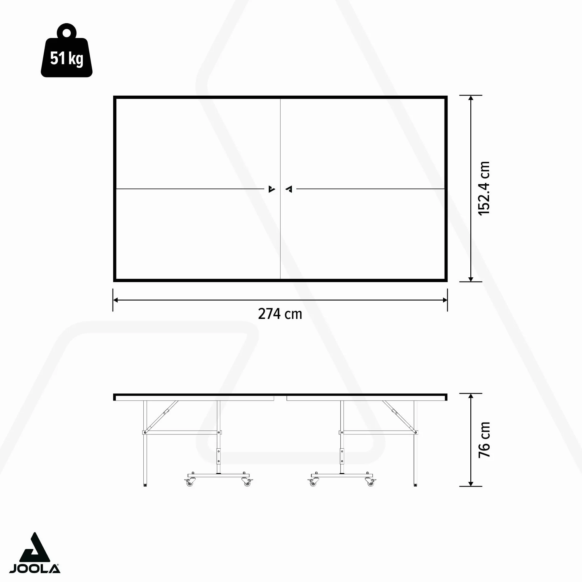 JOOLA Nova 100A Mesa de ping pong exterior resistente intemperie plegable red altura regulable