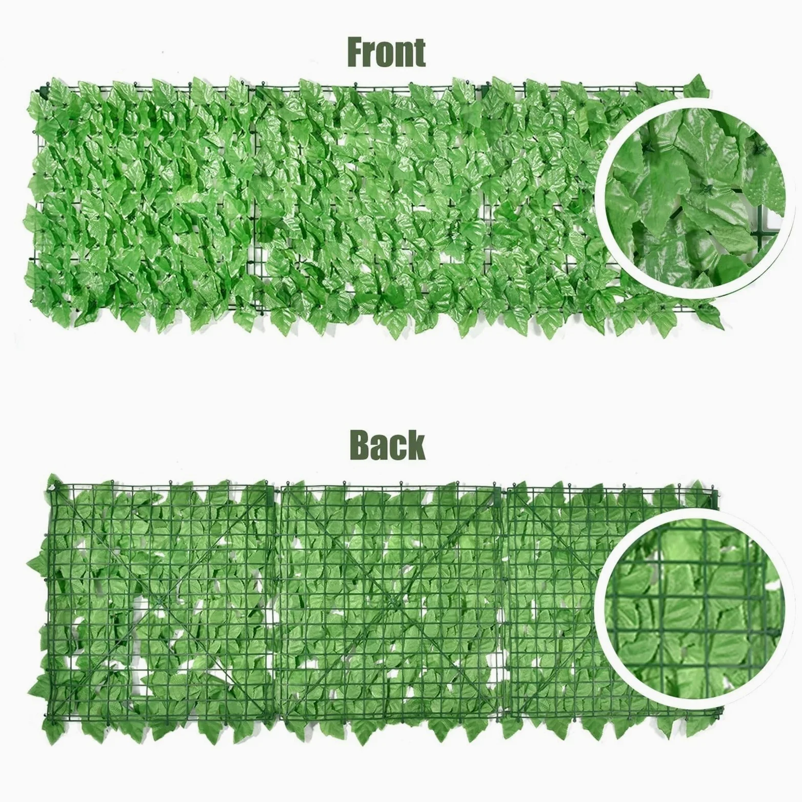 Seto de hiedra artificial de 1 x 3 m de privacidad, rollo de valla de hojas verdes para exteriores, jardín, balcón, pared decorativa ideal para patio, patio y paisaje