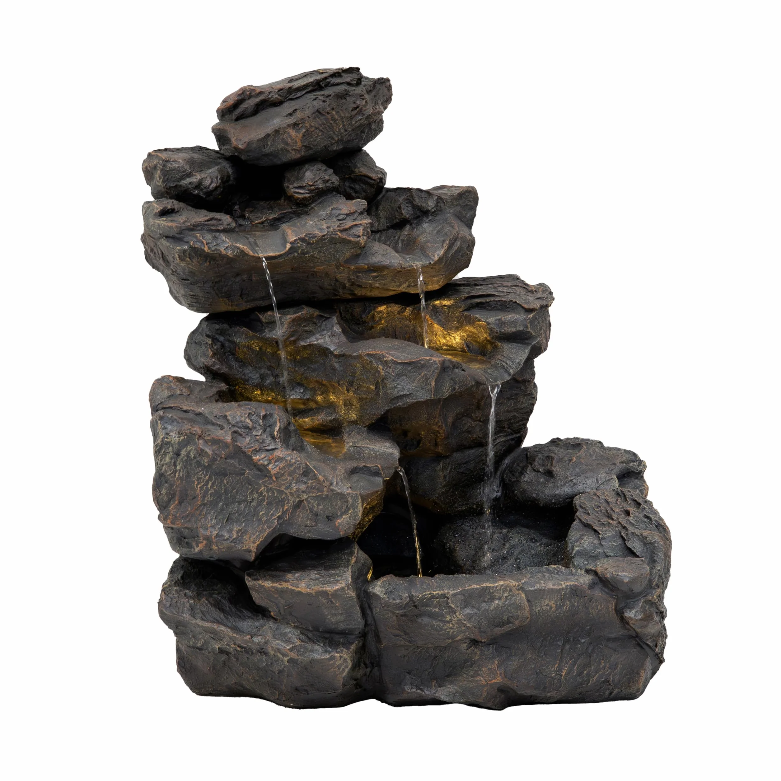 Fuente de Agua Exterior Eléctrica Efecto Roca con Luz LED, Cascada Decorativa Grande para Jardín y Patio, Bomba Silenciosa, Estilo Natural – Rustic Rapids
