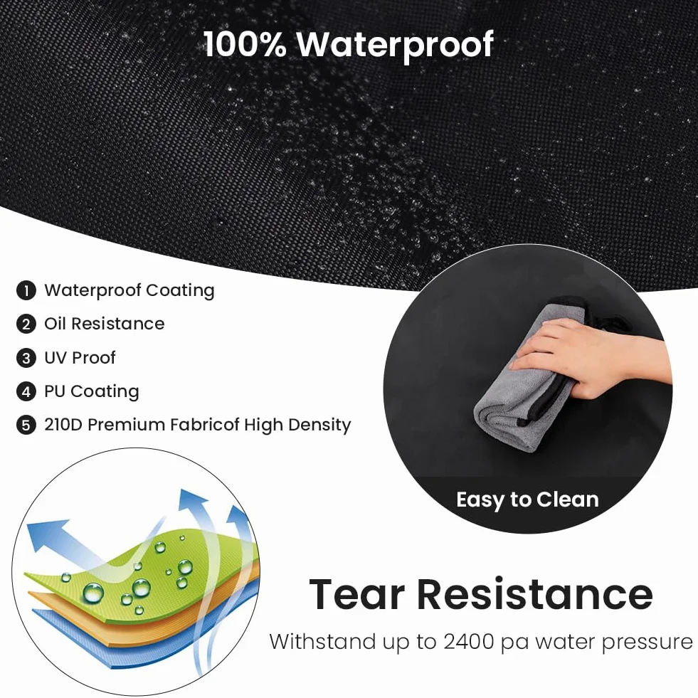 AOOWU Cubierta del Calentador a Prueba de Agua Patio, 210D Cubierta del Calentador de Gas De Tela Oxford con Cordón Ajustable, Resistente al Viento Cubierta del Calentador (50X50X120CM)