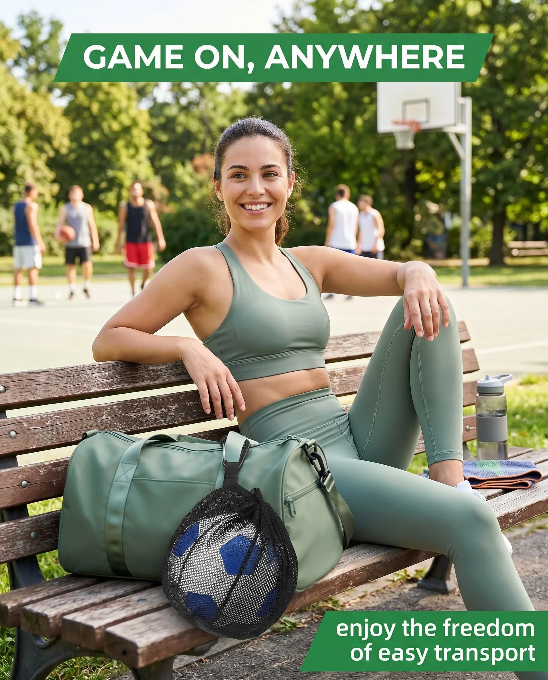 Bolsa Red para Balón de Fútbol con Mosquetón y Cordón Ajustable, Resistente para Baloncesto y Voleibol
