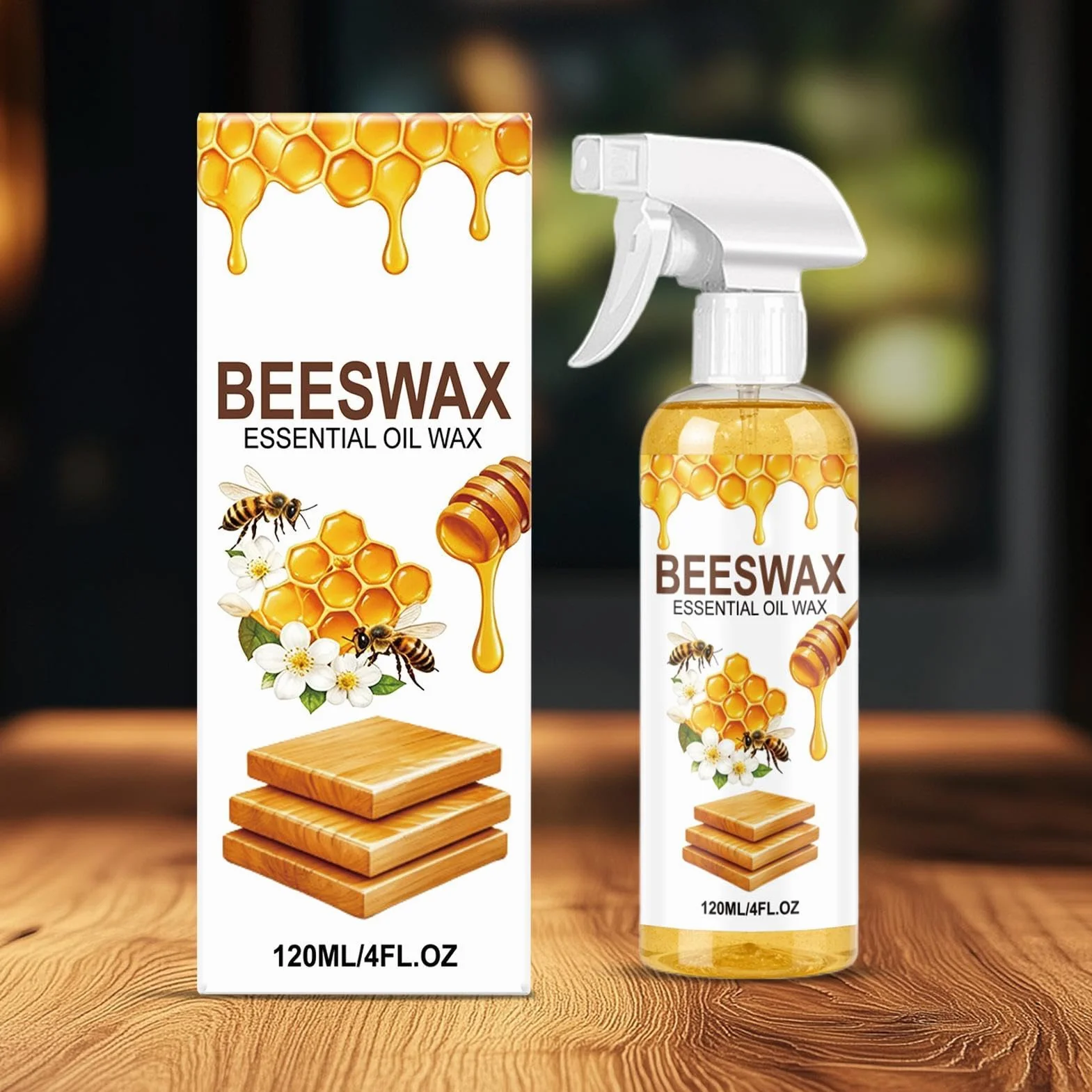 Limpiador de madera - reparadora 120 ml, potenciador de brillo | Líquido orgánico, versátil pulido de mantenimiento de madera para renovación del hogar, tablero de apartamento interior, mesa de