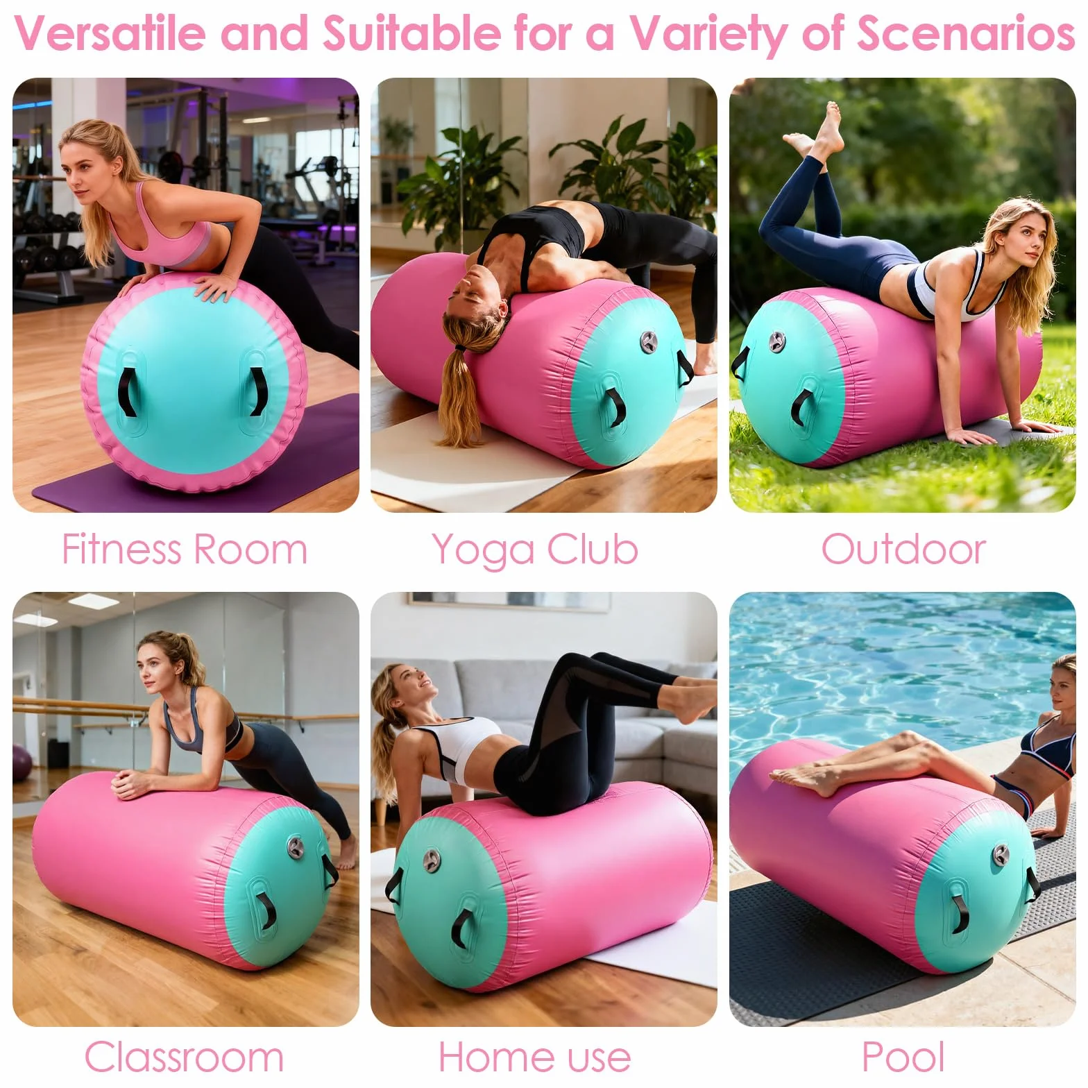 Diealles Shine Air Roll Hinchable 100x60cm Gimnasia Rollo Inflable con Bomba Eléctrica y Bolsa