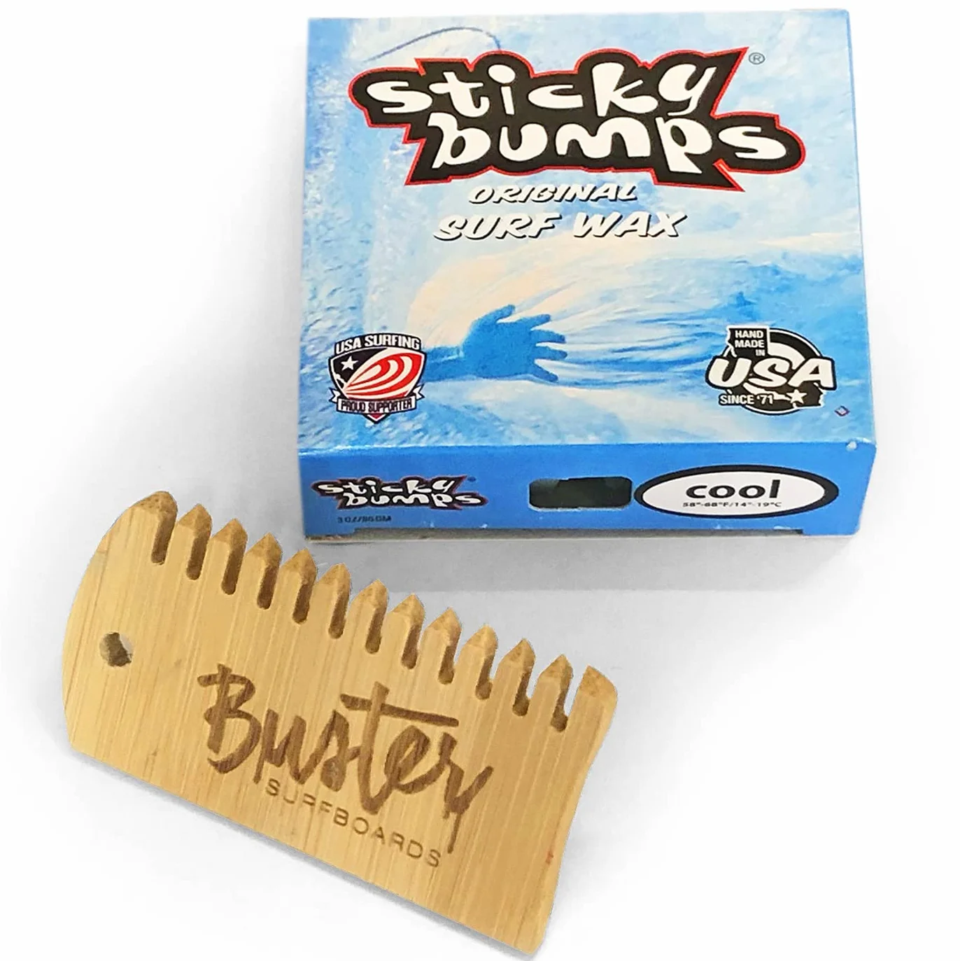 Sticky Bumps Original Surfboard Wax Set Cool 14°C-19°C Cera antideslizante con peine