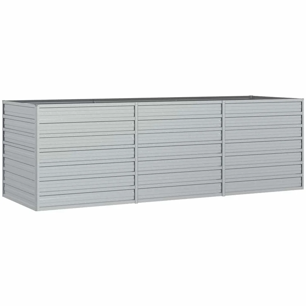 vidaXL Huerto Elevado de Acero Galvanizado, Plata, 240x80x77 cm, Macetero para Patio, Terraza y Jardín, Caja para Flores y Verduras, Huerto DIY, Maceta de Jardín