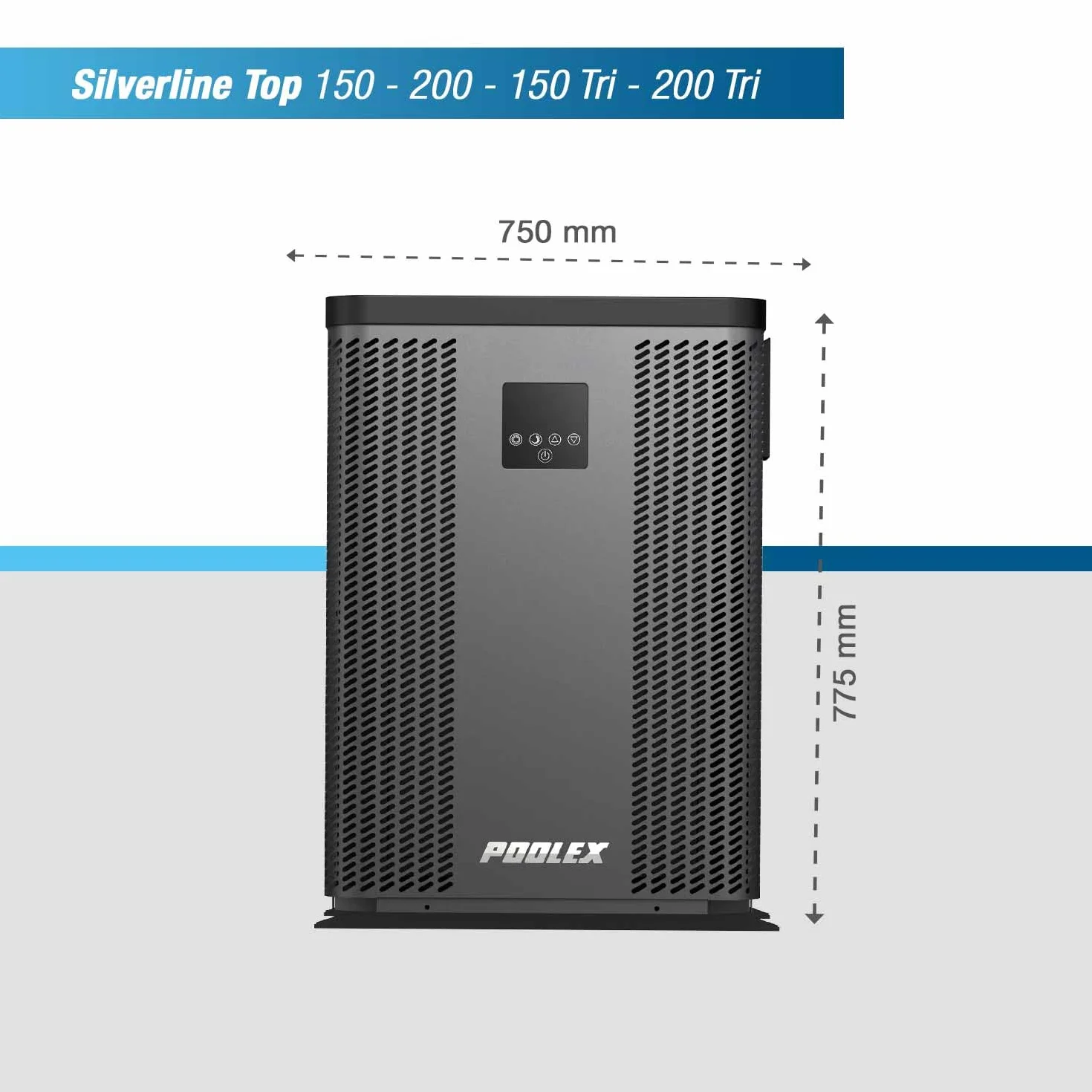 POOLEX PC-TOP060 Silverline Top – Bomba de calor vertical monofásica para piscina 20-40 m3 – Full Inverter – Calefacción y refrigeración – Diseño premium y duradero – Compatible con tratamiento de sal