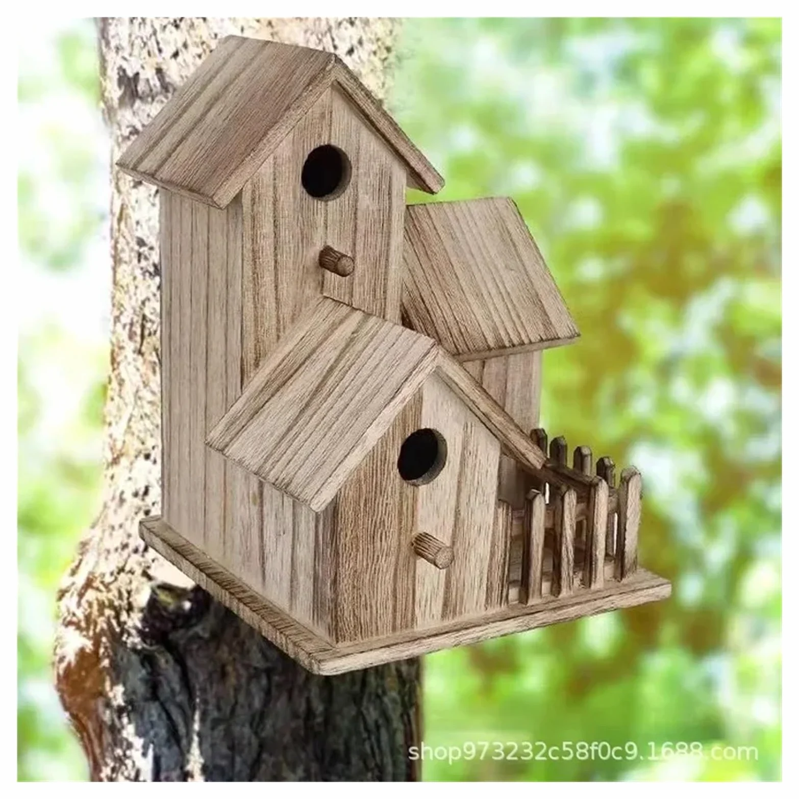 Nido de Madera para pájaros Casa de pájaros Madera for Exteriores, jardín, Patio, Nido for, Caja montable, cría, for petirrojos(Color 2)