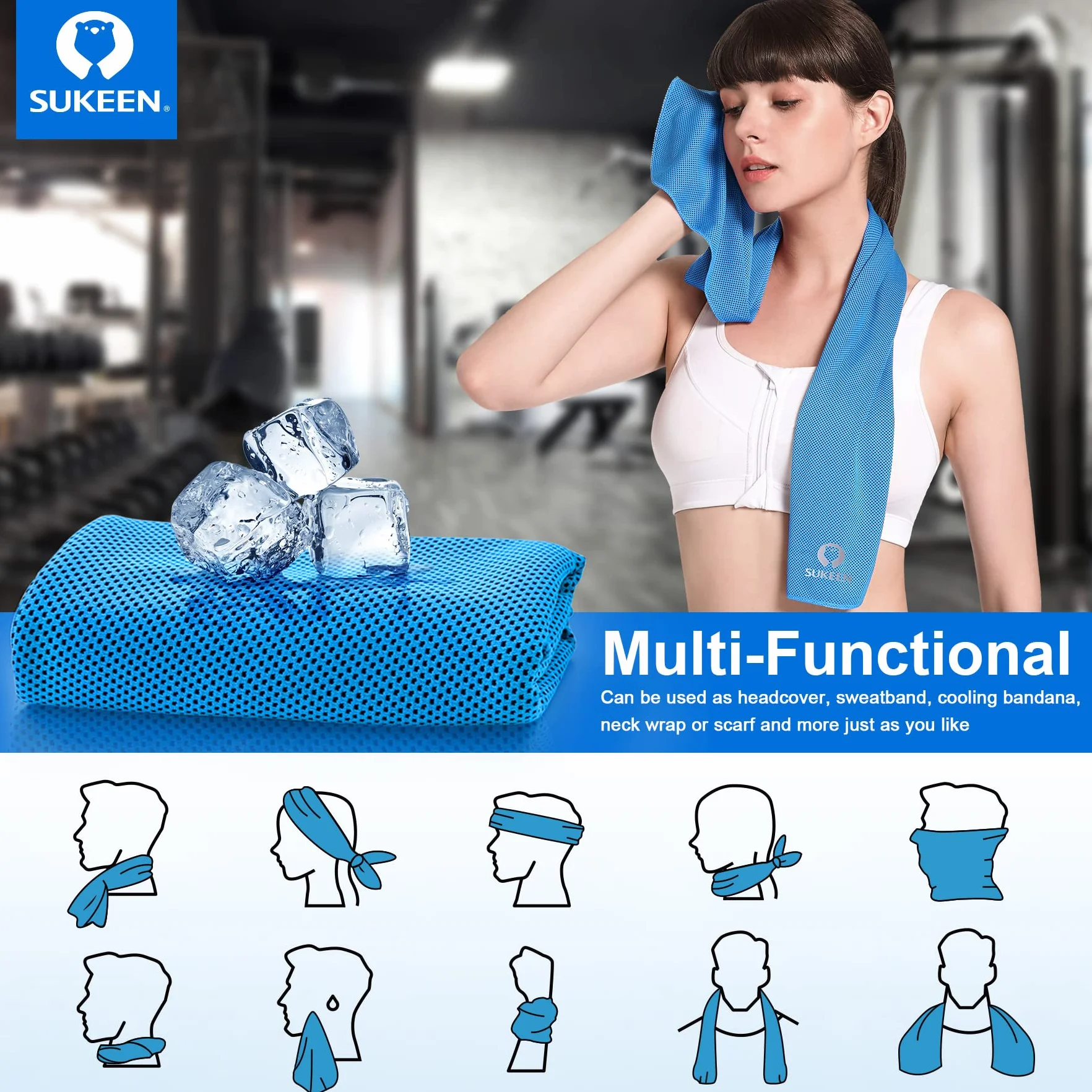 Sukeen Paquete de 4 Toallas de Enfriamiento, Suaves y Transpirables para Yoga, Deportes, Correr, Gimnasio