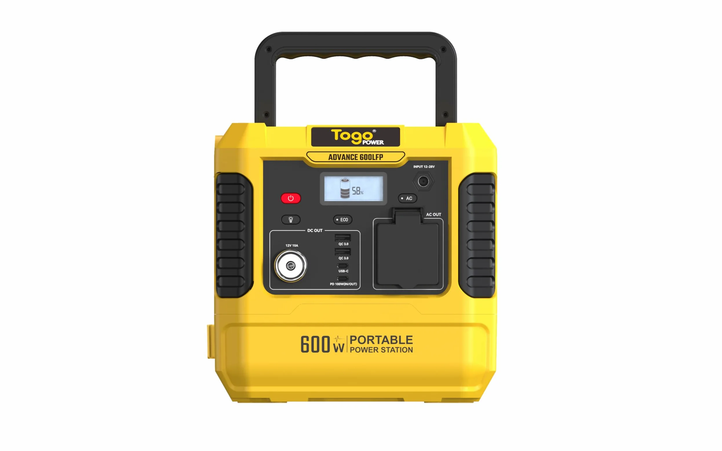 Togo POWER estación de energía portátil 600W 560Wh, generador solar con batería LiFePO4, pantalla LCD, 4 modos de carga y 6 salidas para camping y cortes eléctricos