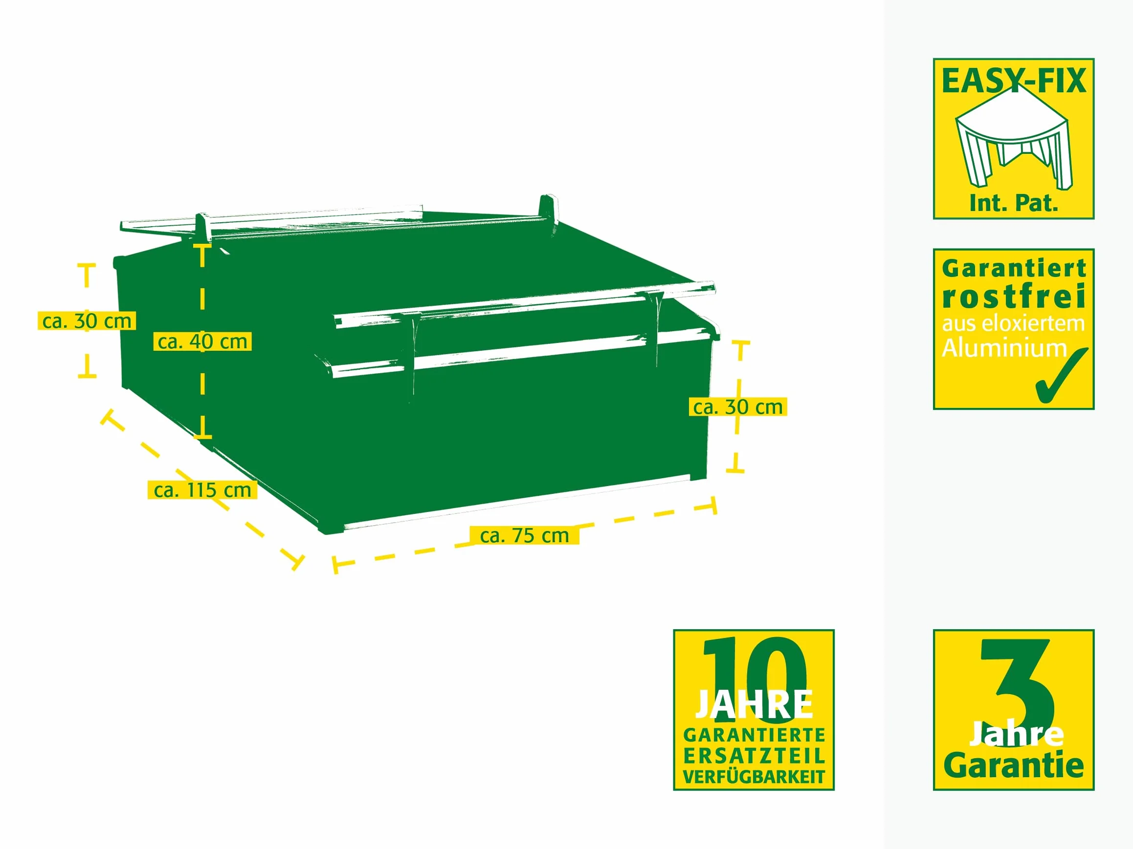 JUWEL Easy Fix 120/80 20222 - Jardinera térmica (para bancales Altos de 120 x 80 cm, perfiles de Aluminio Inoxidable, 2 Ventanas con protección contra el Viento, Placas de cámara Hueca de 4 mm)