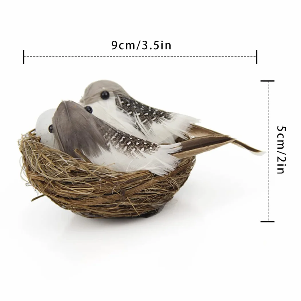 Pájaros realistas con plumas artificiales con huevo de nido para el hogar, jardín, ornamento de jardín, manualidades al aire libre, pájaro realista para ventana, jardín, balcón, patio, césped, patio