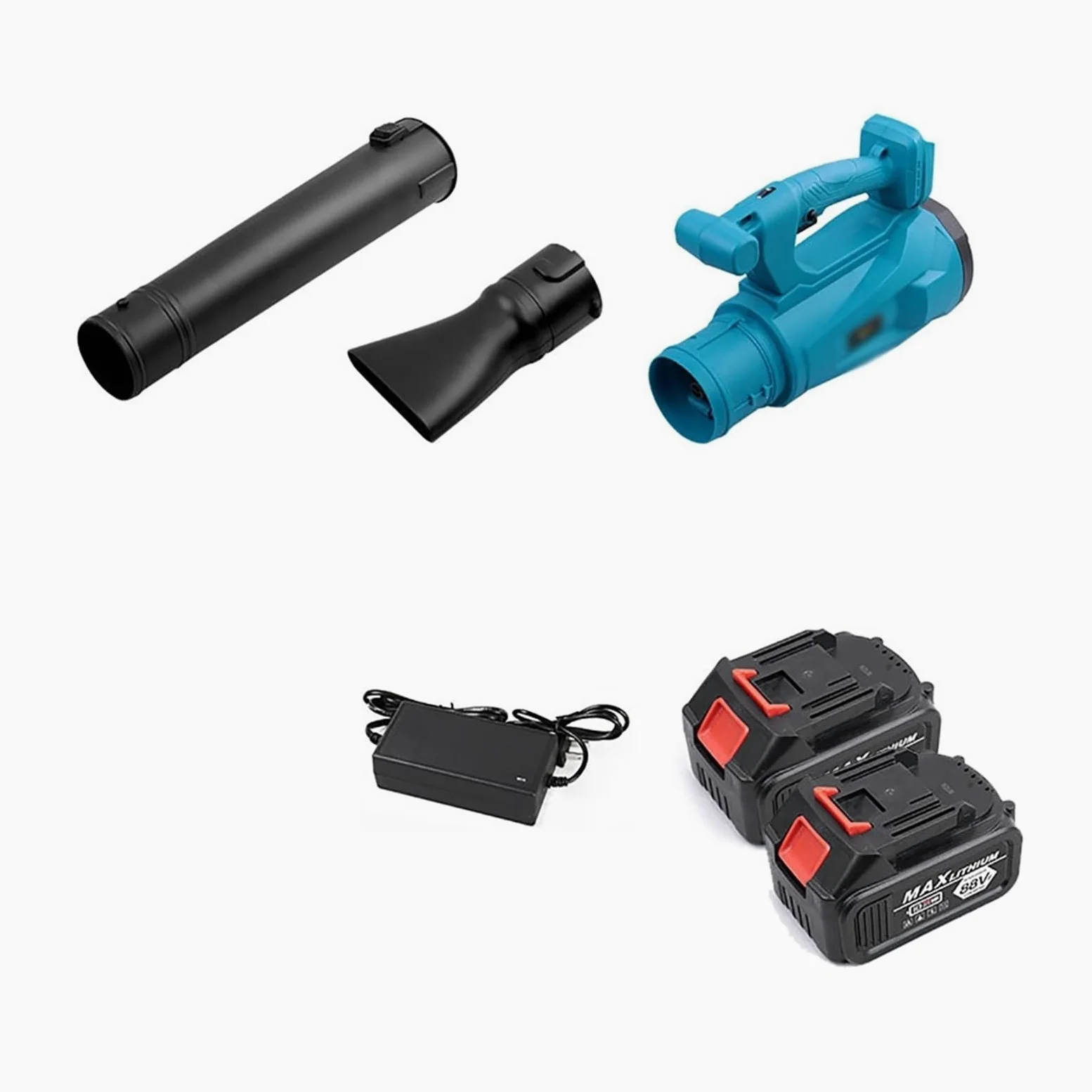 Aspirador Jardín Soplador De Aire Eléctrico 1000W, 3000r/min, 21V, Inalámbrico Polvo Y Nieve con Batería Litio Cargador For Limpieza Mangueras Mantenimiento Jardín Potente Esfuerzo(2 Battery Set)