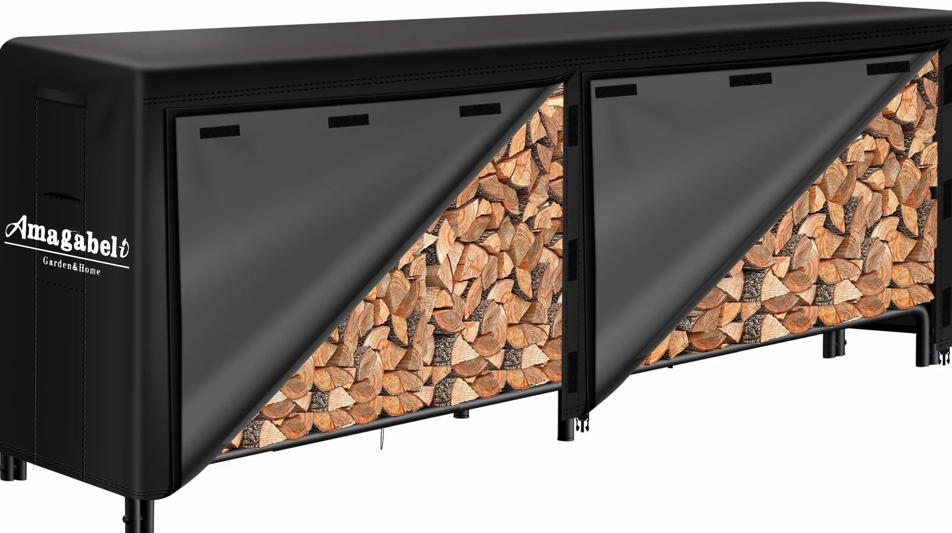 Amagabeli 244cmx122cmx35,6cm Estante para leña de con cubierta conjunto combinado de soporte impermeable para leña al aire libre para chimenea apilador de madera resistente para troncos de pati
